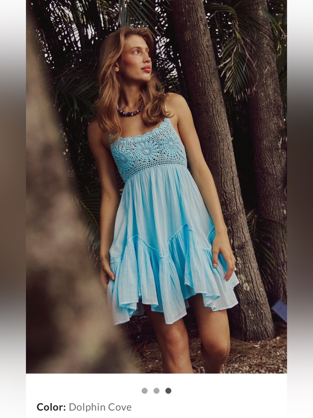 Free People Sandoll Cotton Mini Dress in Dolphin Cove